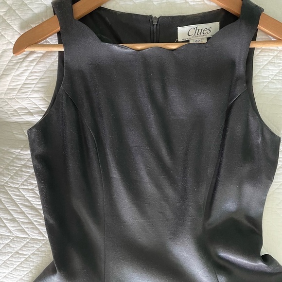 Black Satin Sleeveless Fit & Flare Mini Dress - Picture 2 of 5